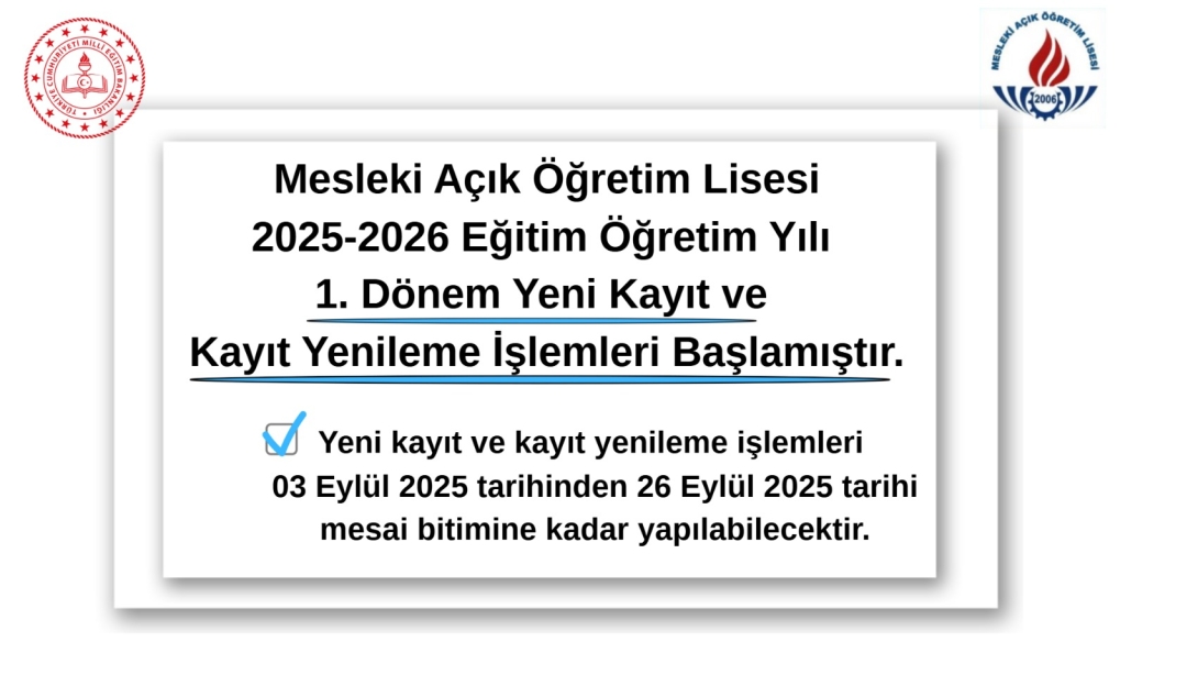 Yeni Kayıt ve Kayıt Yenileme İşlemleri 