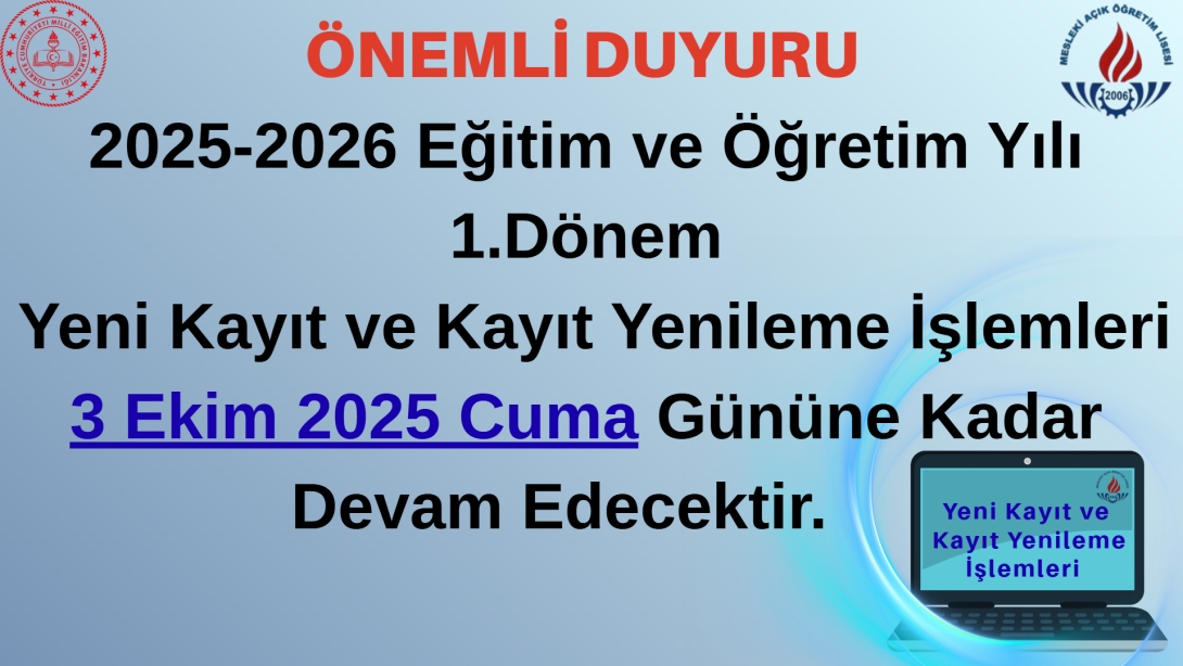 Yeni Kayıt ve Kayıt Yenileme İşlemleri 